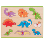 Houten puzzel met dino's met knop 9-delig