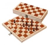 Houten schaakset in opvouwbare kist