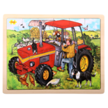 Houten puzzel met tractor 24-delig