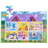 Houten vloerpuzzel poppenhuis 48-delig