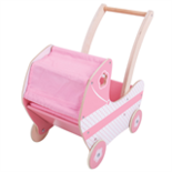 Houten poppen wagen roze