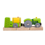 Houten tractor met sproeiwagon