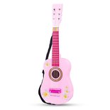 Houten roze gitaar met bloemen 60 cm