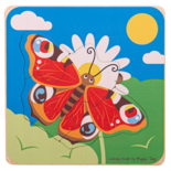 Houten levensloop puzzel vlinder 7-delig