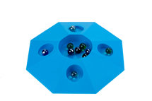 Knikkerpot blauw met knikkers diameter 22 cm