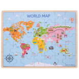 Houten puzzel met afbeelding van de wereld 35-delig
